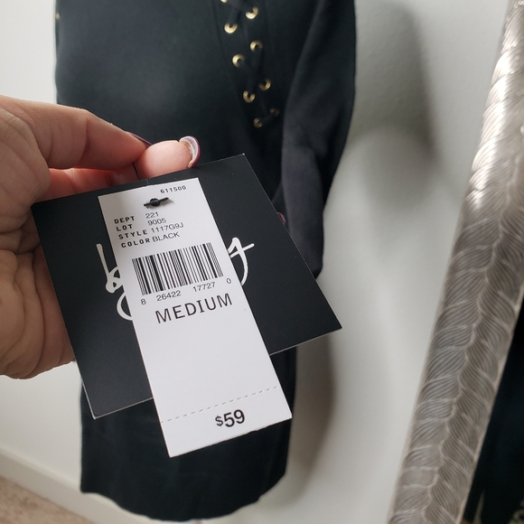 Juniors' Laced Grommet-Trim Sweater Dress - Picture 7 of 11